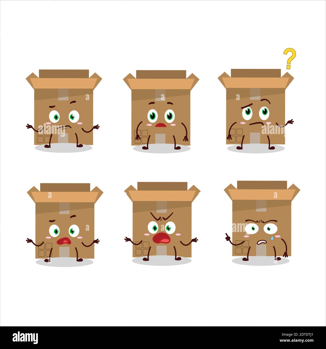 Personnage de dessin animé de boîte de carton avec quelle expression.  Illustration vectorielle Image Vectorielle Stock - Alamy
