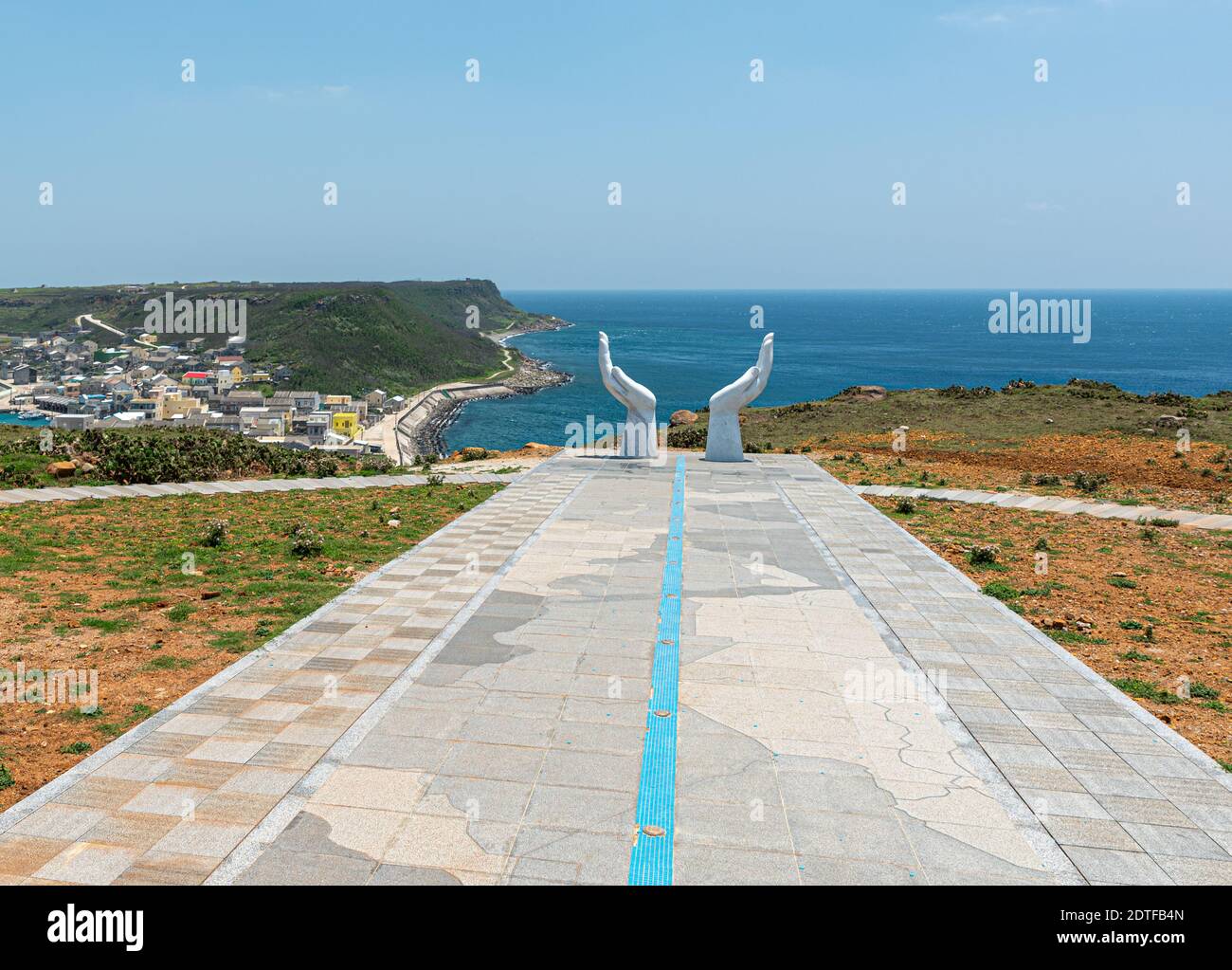 Sculpture des mains dans le tropique du cancer à Taiwan, Penghu Banque D'Images