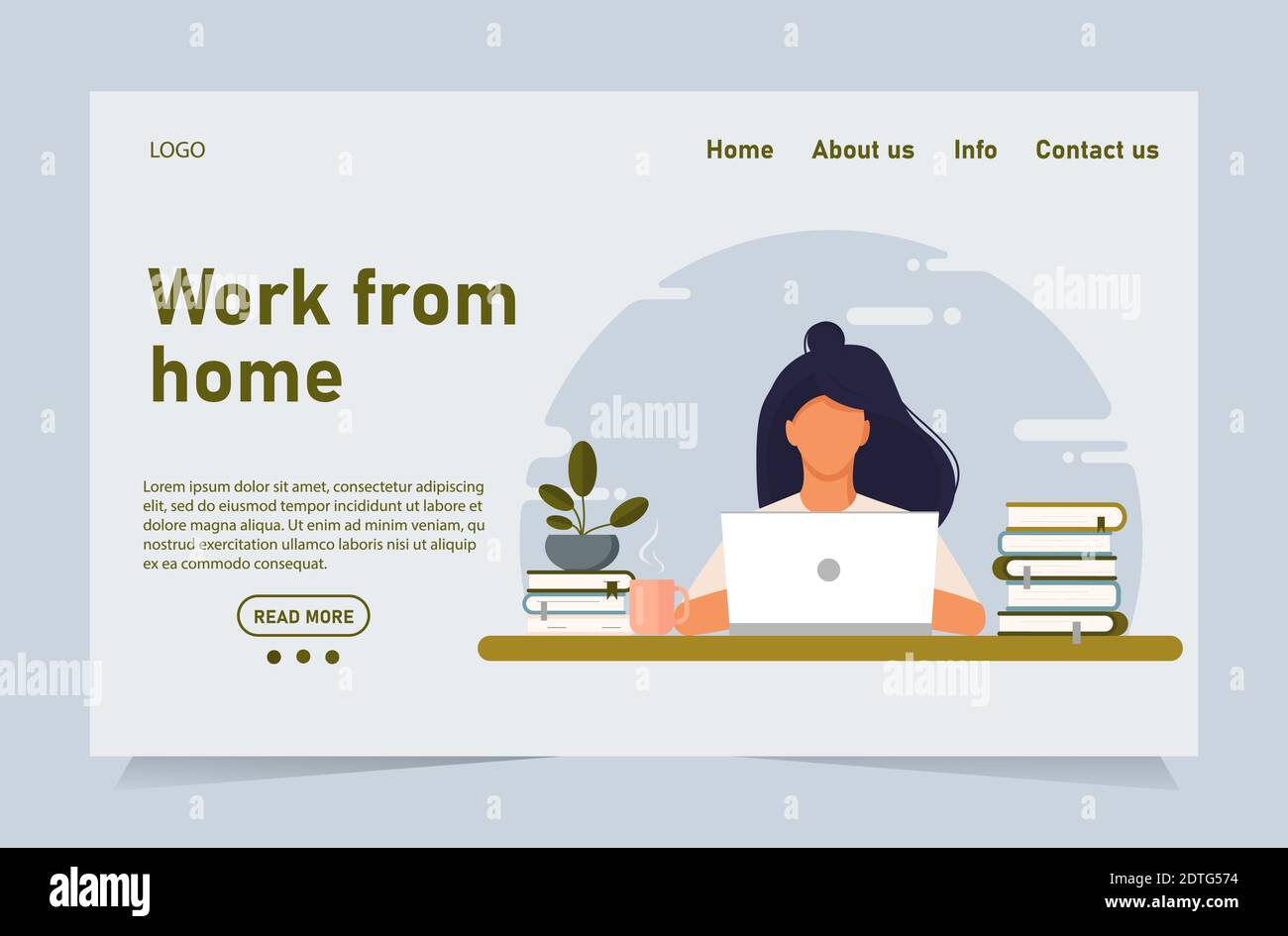 Concept de modèle de site Web et bannière de travail à partir de la maison Illustration de Vecteur