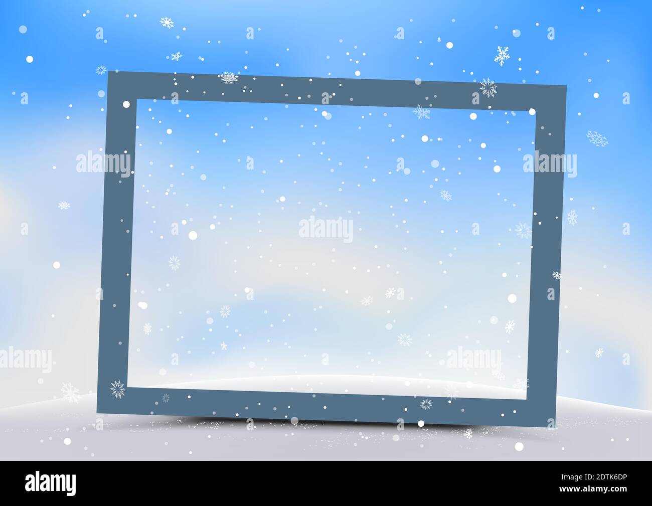 Cadre photo de Noël sur une colline d'hiver enneigée Illustration de Vecteur