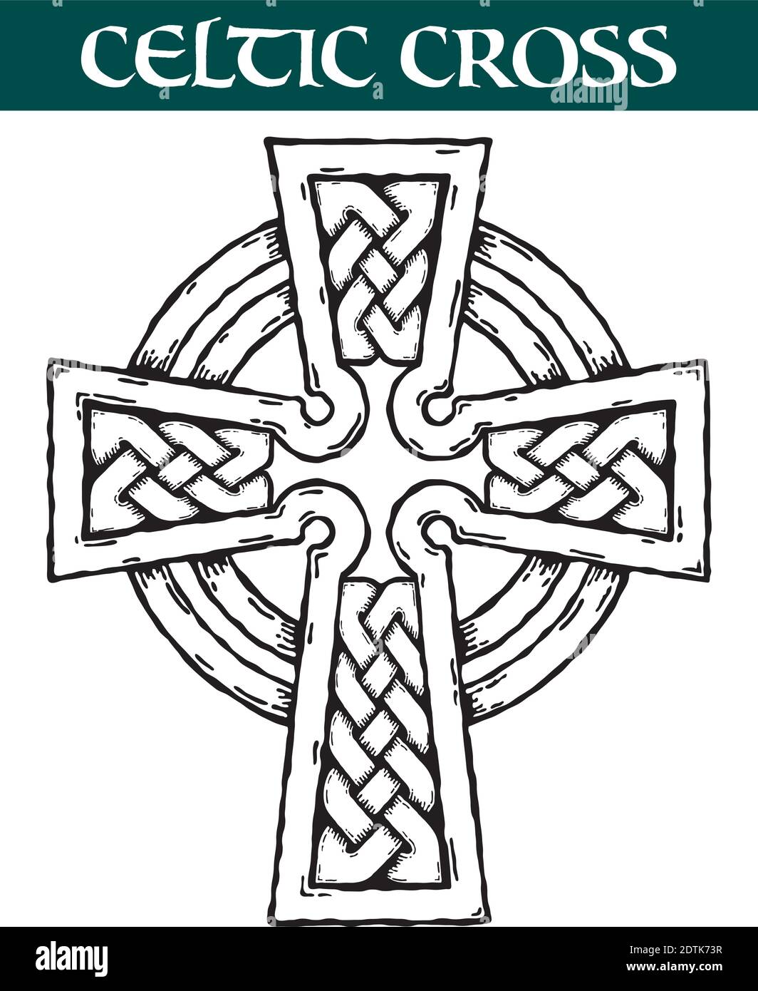 Image vectorielle d'une croix celtique ornée pour utilisation dans les tatouages ou les dessins. Illustration de Vecteur