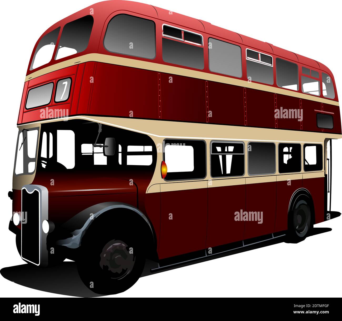 Bus rouge à impériale de Londres. Illustration colorée Illustration de Vecteur