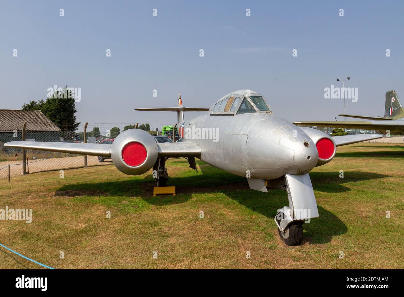 A Gloster Meteor T.7 VZ634, (premier avion de chasse britannique), Newark Air Museum, près de Newark-on-Trent, dans le Nottinghamshire, Royaume-Uni. Banque D'Images