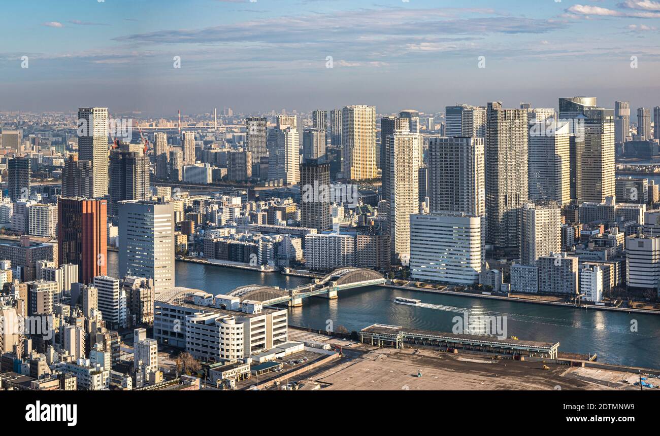 Japon, Tokyo City, Chuo Ku Skyline Banque D'Images