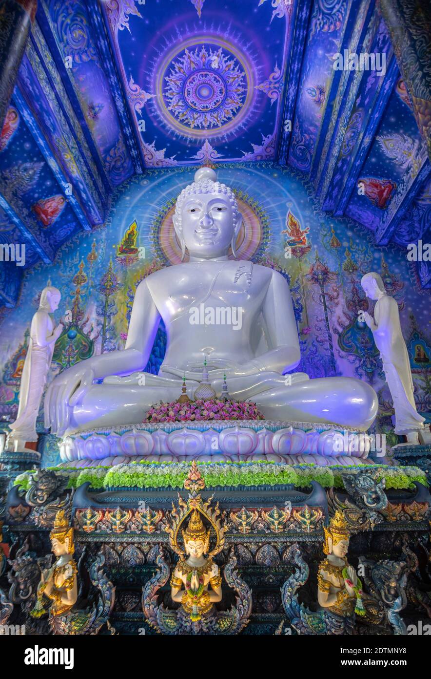 Thaïlande, Chiang Rai City, le Temple Bleu Banque D'Images