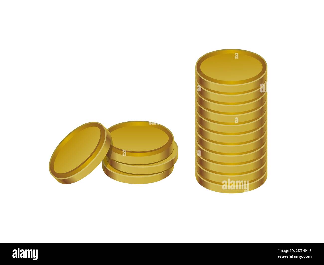 Pile de pièces de bronze. Deux piles de devises laiton réalistes. Banque, économie, concept. Numismatique. Réserves de cuivre. Ressources minières. Isolé. Vecteur Illustration de Vecteur