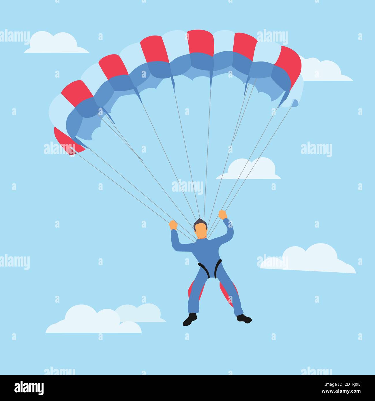 Skydiver Volant Avec Un Parachute Parachute Sportif Et Loisir Vecteur