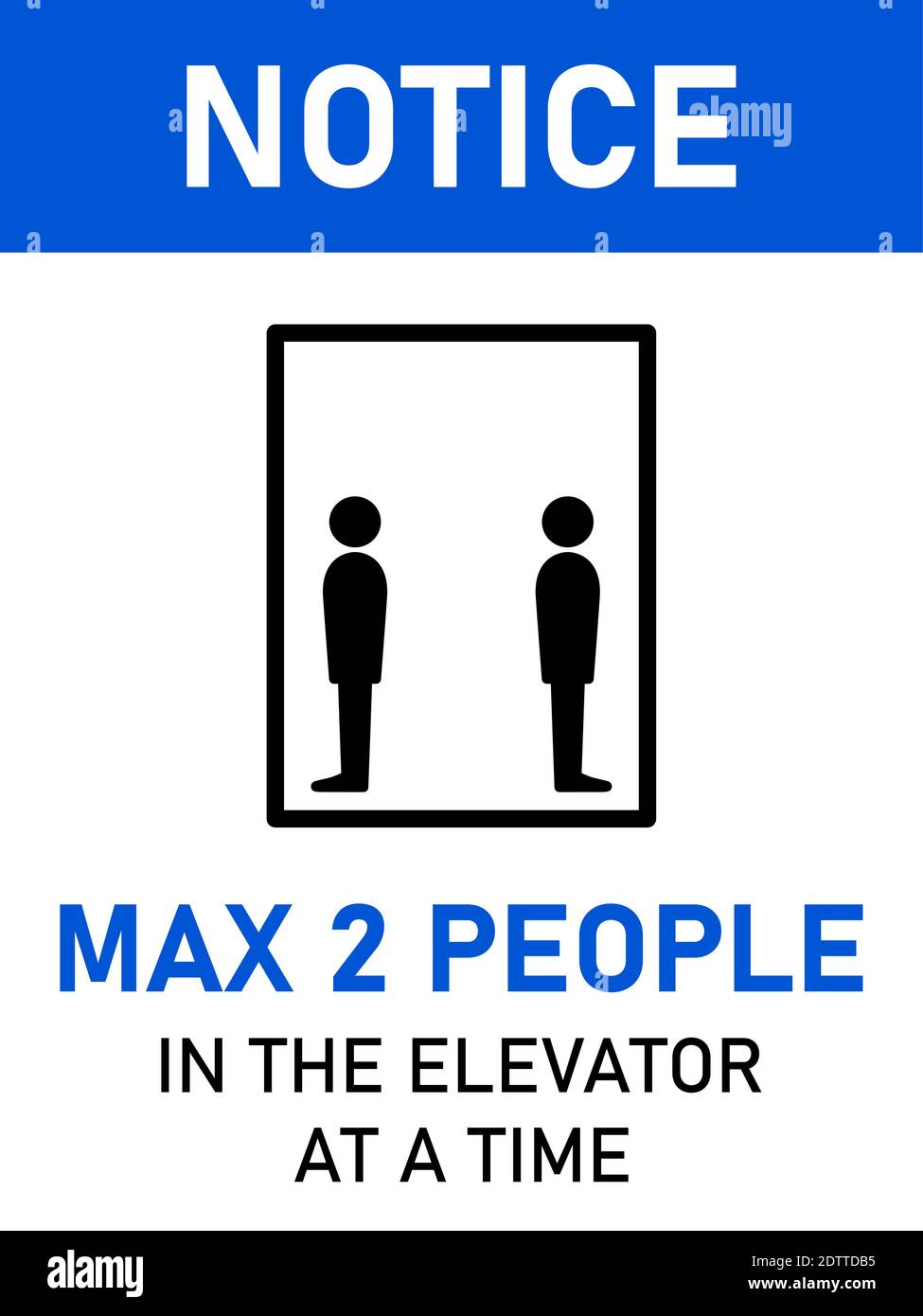 Remarque : 2 personnes max. Dans l'ascenseur à la fois, signe d'instruction de distance sociale verticale avec un format d'image 3:4. Image vectorielle. Illustration de Vecteur