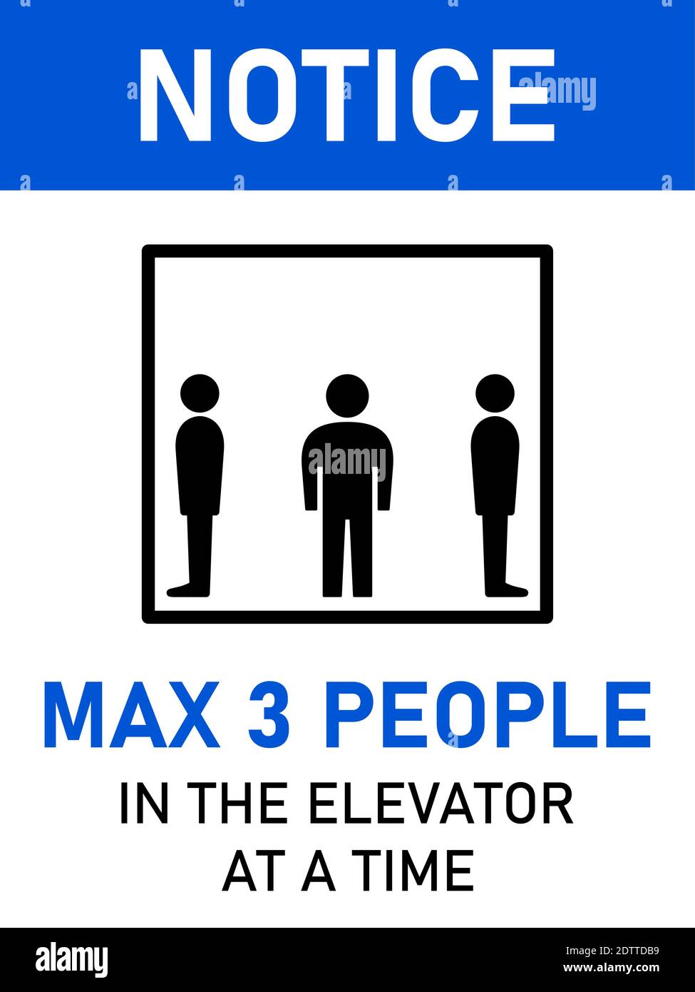 Avis Max 3 personnes dans l'ascenseur à la fois vertical social distance instruction signer avec un format d'aspect 3:4. Image vectorielle. Illustration de Vecteur