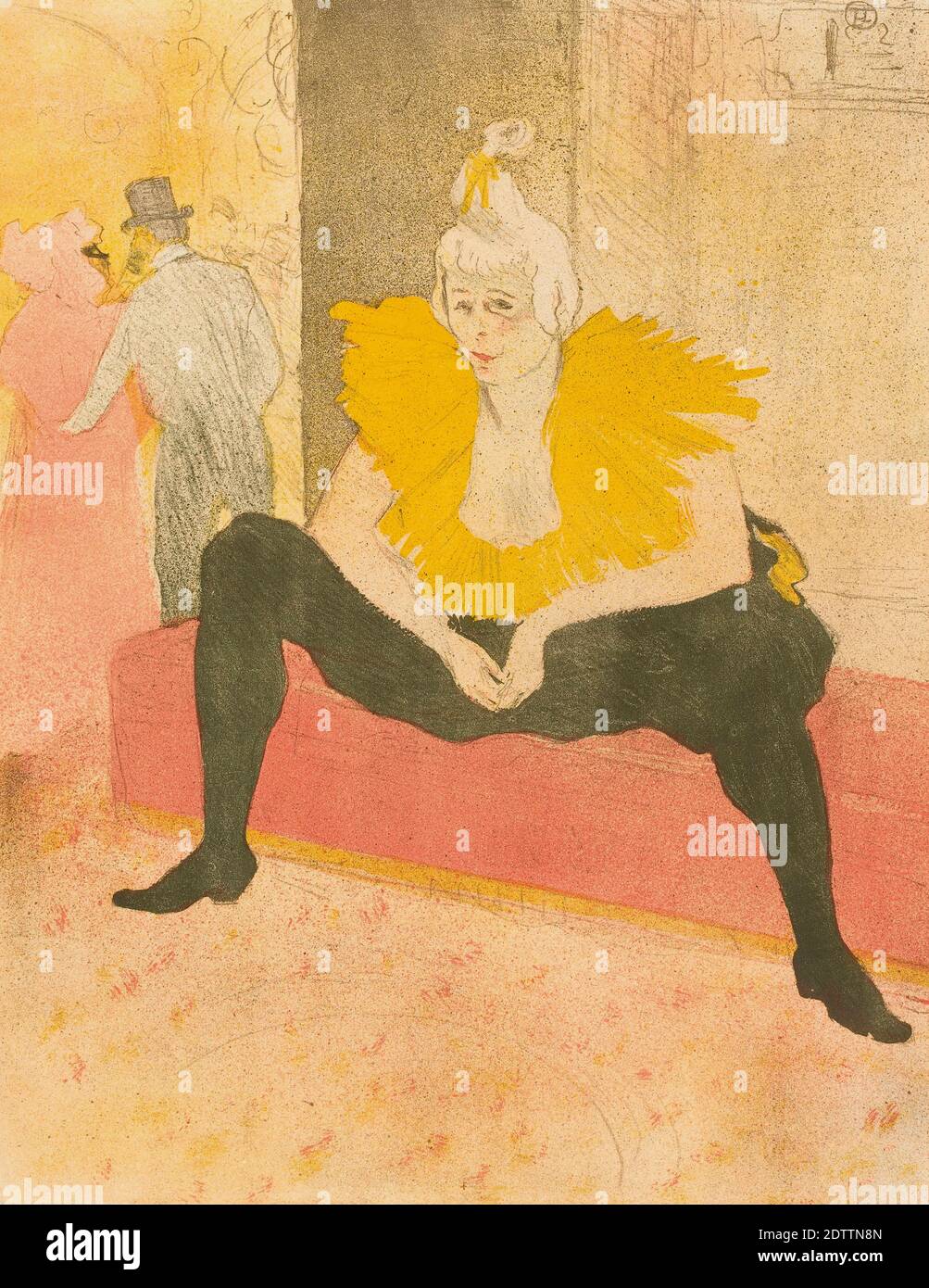 La clowness Cha-U-Kao assis. Après une impression litho couleur créée par Henri de Toulouse-Lautrec en 1896. De sa série Elles. Banque D'Images