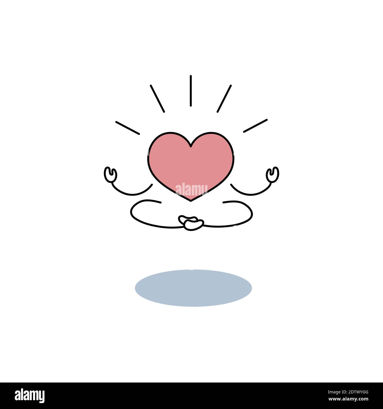 Méditer le cœur en position lotus. Symbole du bonheur Illustration de Vecteur