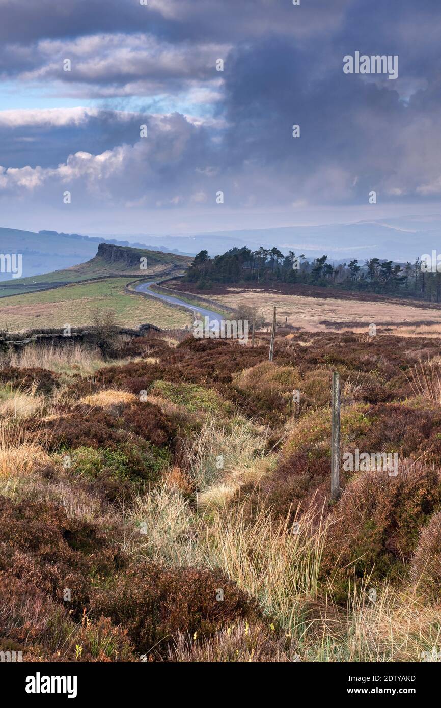 Windhangen Rocks, Cheshire et Derbyshire Border, Peak District National Park, Angleterre, Royaume-Uni Banque D'Images