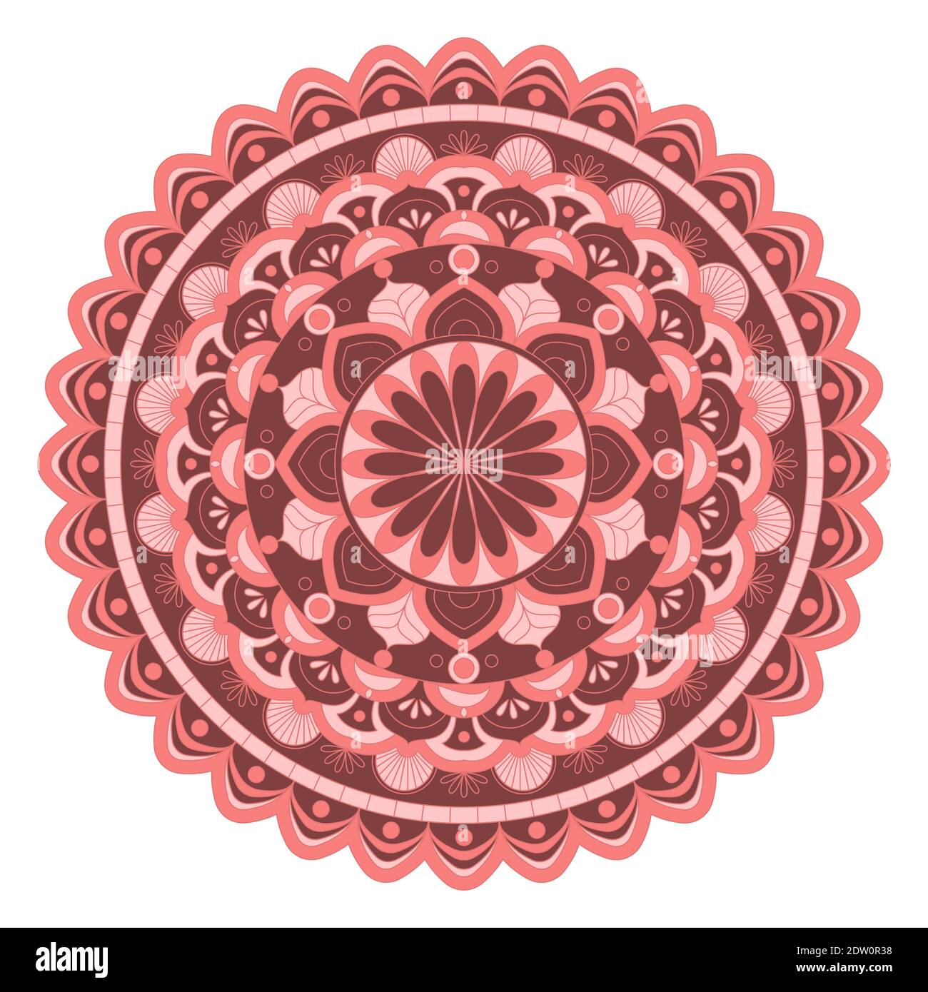 Vecteur Mandala. Un ornement rond symétrique monochrome rouge. Illustration de Vecteur