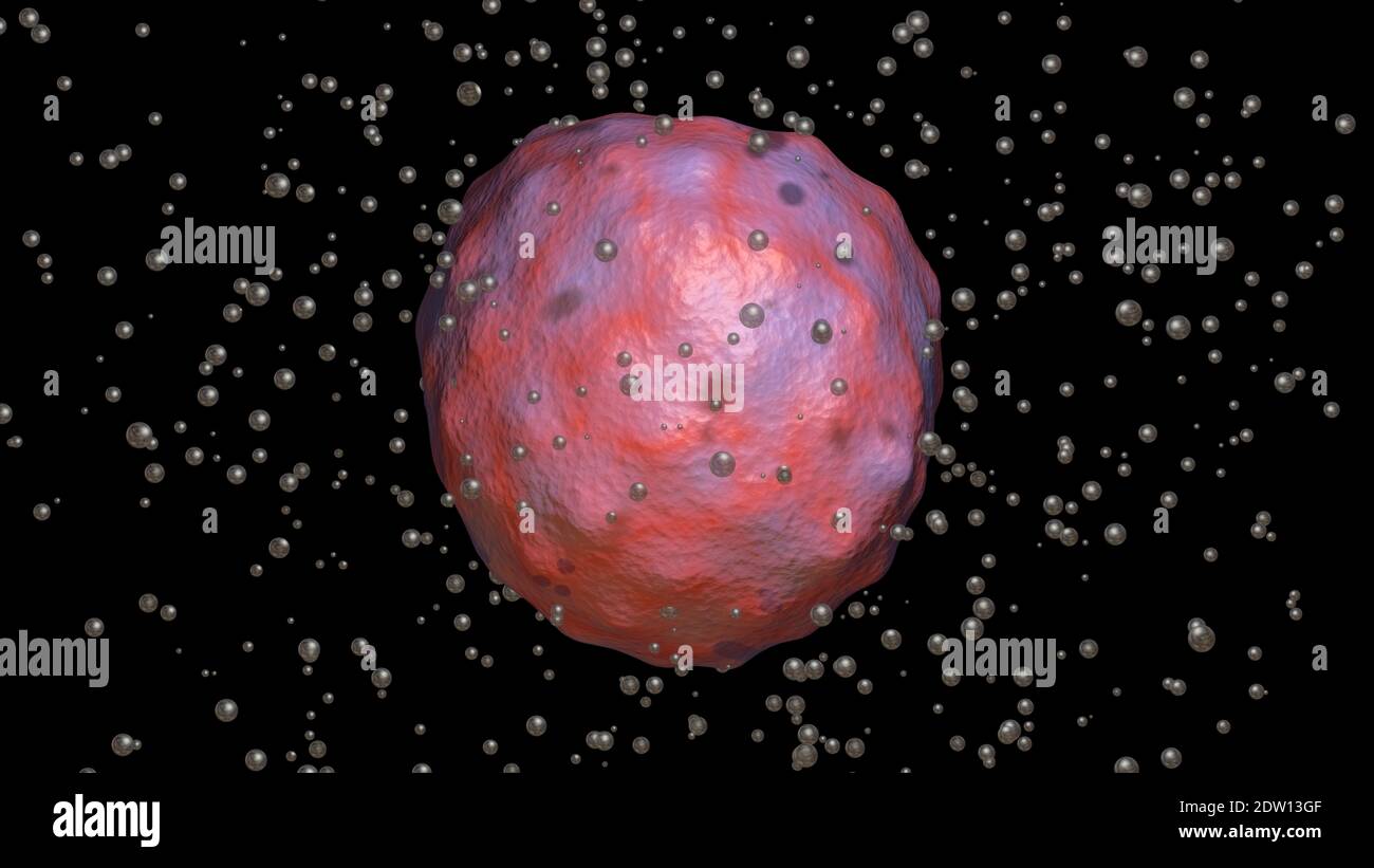 Antibiotiques , médicaments ciblent et tuent le virus . De petites particules entourent et ciblent le microbe pour le détruire. illustration du rendu 3d Banque D'Images