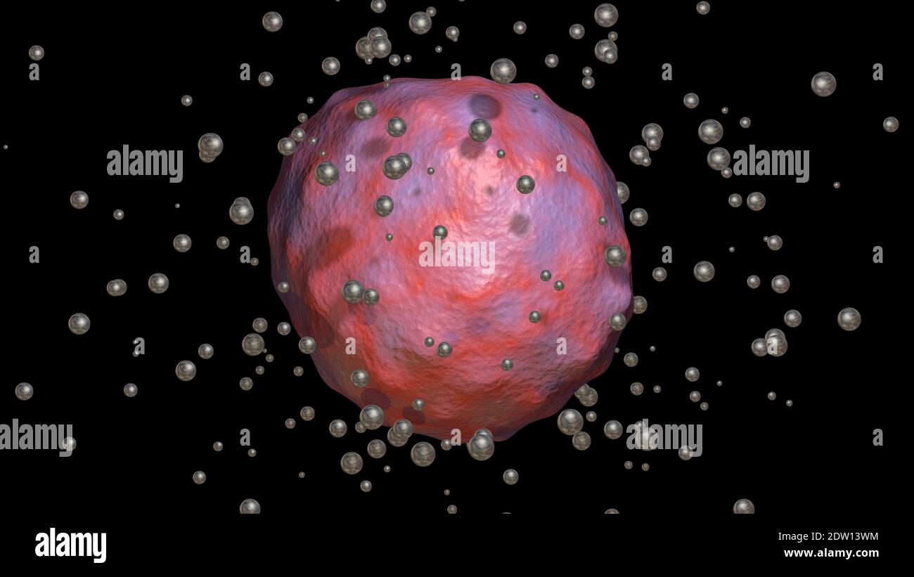 Antibiotiques , médicaments ciblent et tuent le virus . De petites particules entourent et ciblent le microbe pour le détruire. illustration du rendu 3d Banque D'Images