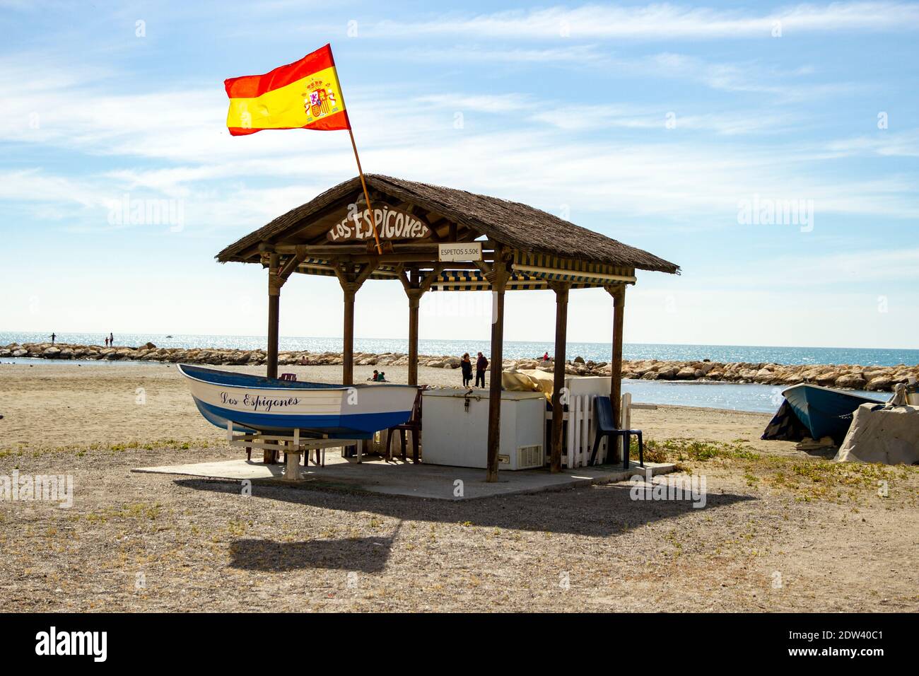 Restaurants de fruits de mer sur la plage Banque D'Images