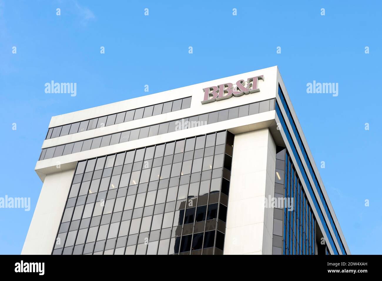 Signe de BB&T Bank sur le bâtiment à Charlotte, Caroline du Nord. Banque D'Images