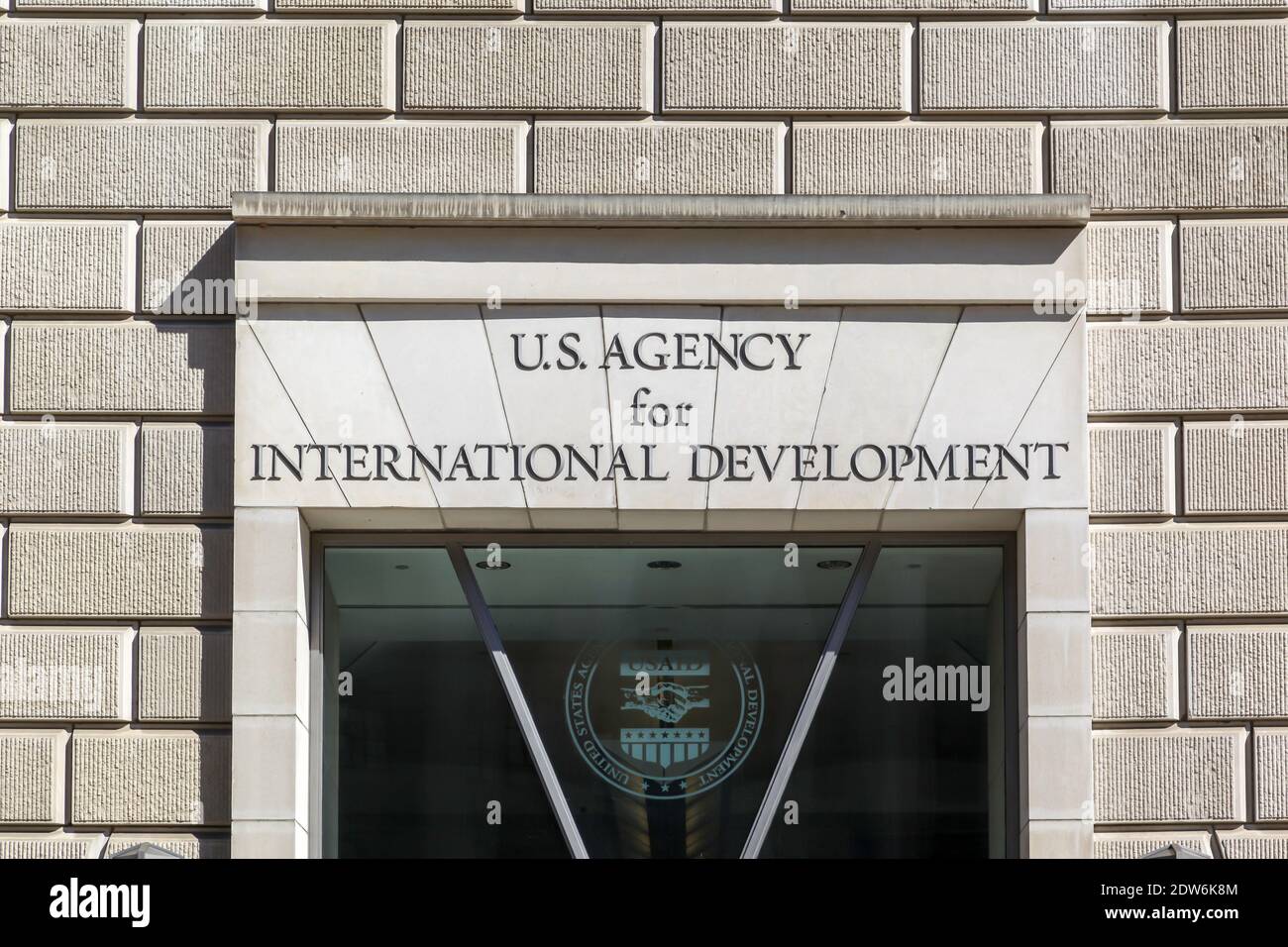 Signe de la protection des douanes et des frontières des États-Unis sur le bâtiment à Washington D.C., aux États-Unis Banque D'Images
