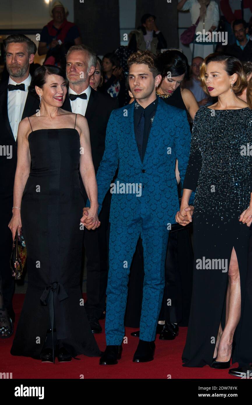 Directeur Xavier Dolan, Anne Dorval, Antoine Olivier Pilon, Suzanne Clement arrivée au Palais des Festivals pour la projection du film Mummyas dans le cadre du 67e Festival de Cannes, le 22 mai 2014. Photo de Nicolas Genin/ABACAPRESS.COM Banque D'Images