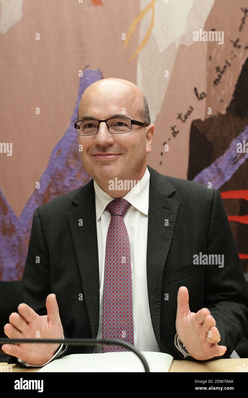 Le Président de Siemens France Christophe de Maistre assiste à une audition à la Commission des Affaires économiques de l'Assemblée nationale le 27 mai 2014 à Paris. Le 21 mai 2014, le directeur général de General Electric a déclaré qu'il s'attendait à ce que l'offre de 17 milliards de dollars de GE pour une partie d'Alstom en France soit acceptée, malgré l'opposition politique et une éventuelle contre-proposition de la part de Siemens en Allemagne. Photo de Stephane Lemouton/ABACAPRESS.COM Banque D'Images