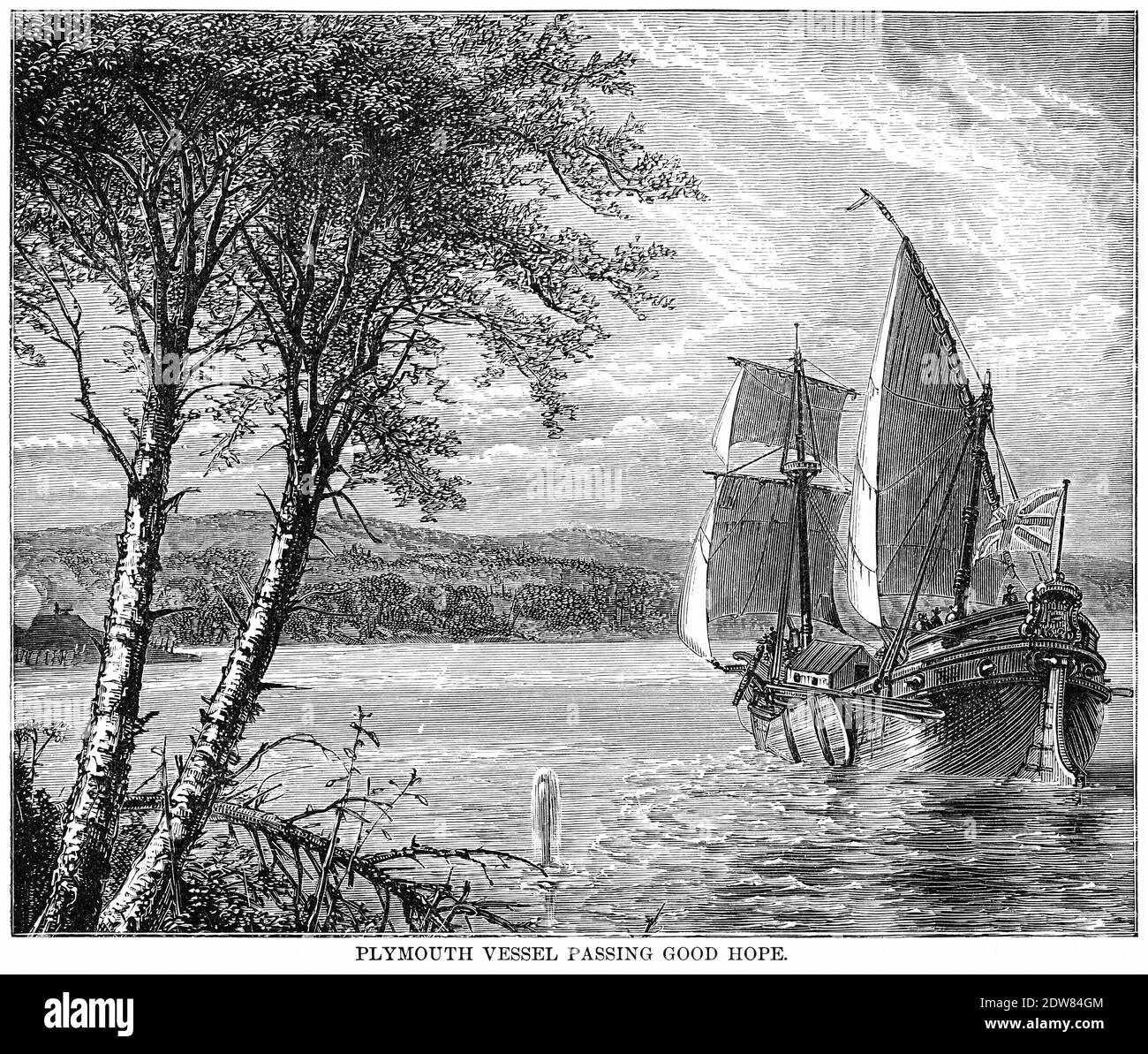 Plymouth Vessel passant de bonne espérance, Illustration, Ridpath's History of the World, Volume III, par John Clark Ridpath, LL. D., Merrill & Baker Publishers, New York, 1897 Banque D'Images