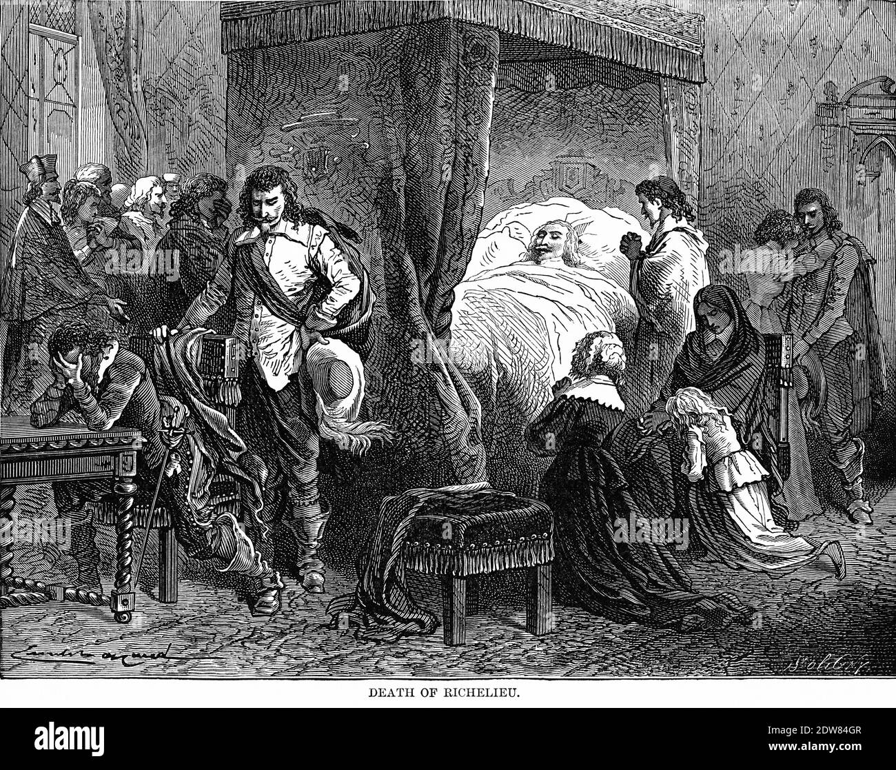 Mort de Richelieu, Illustration, Histoire du monde de Ridpath, Volume III, par John Clark Ridpath, LL. D., Merrill & Baker Publishers, New York, 1897 Banque D'Images