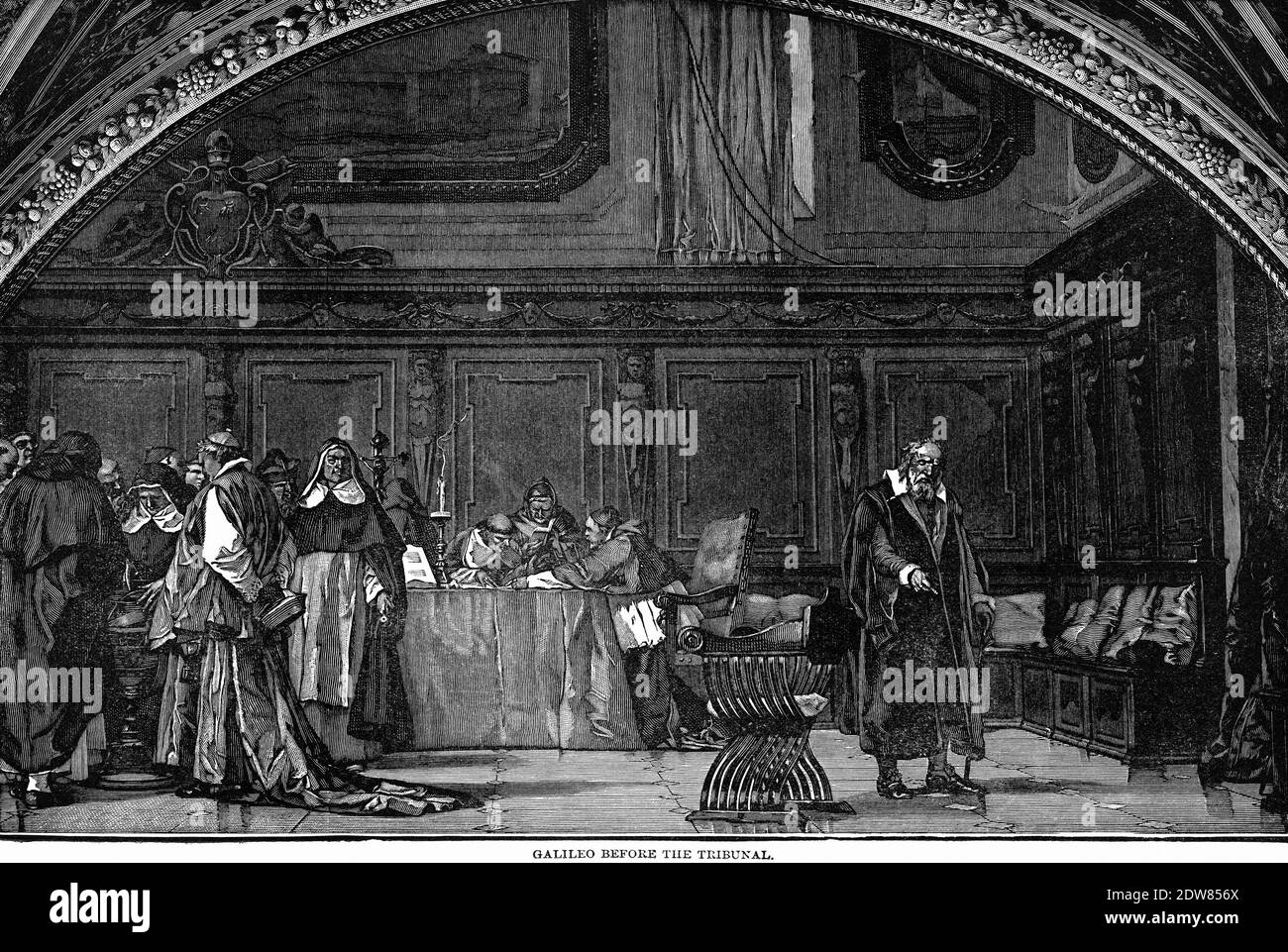 Galileo devant le Tribunal, Illustration, Ridpath's History of the World, Volume III, par John Clark Ridpath, LL. D., Merrill & Baker Publishers, New York, 1897 Banque D'Images
