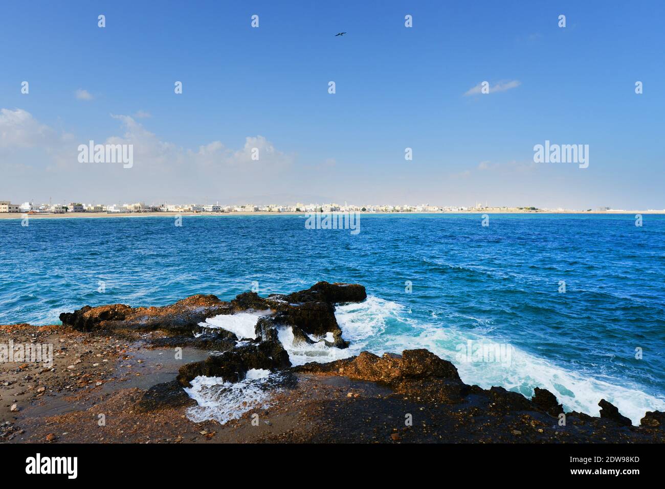 Vue sur sur depuis le phare d'Al Ayjah. Banque D'Images