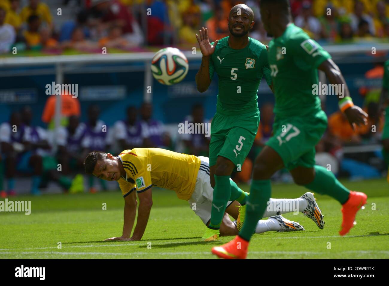 Coupe du monde de football Didier Zokora 2014 en Côte d'Ivoire Premier match rond du Groupe D au Stade National, Brasilia, Brésil, le 19 juin 2014. La Colombie a gagné 2-1. Photo de Henri Szwarc/ABACAPRESS.COM Banque D'Images