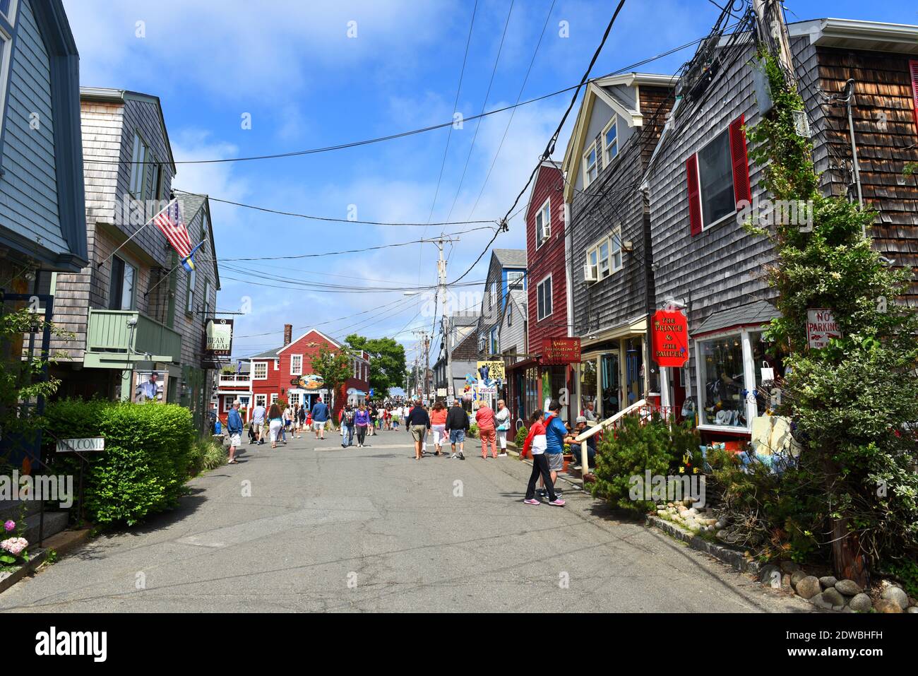Galerie historique sur Bearskin Neck dans le centre-ville de Rockport, Massachusetts, États-Unis. Banque D'Images