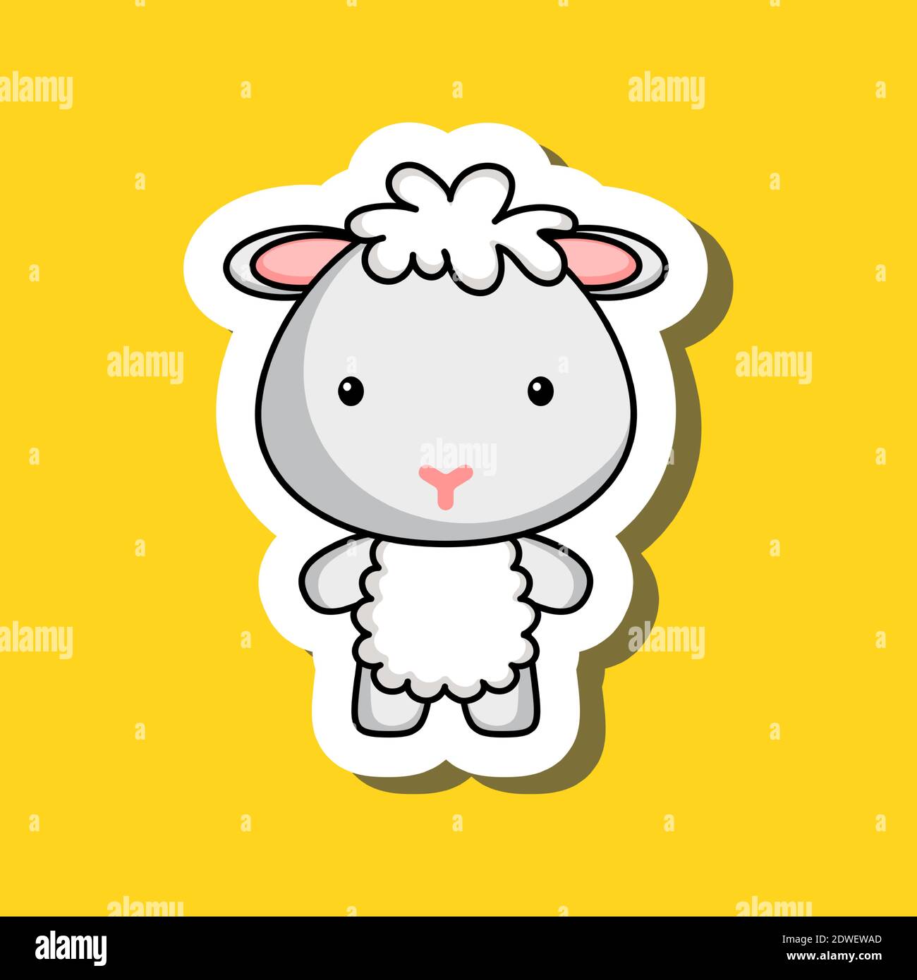 Joli Dessin Anime Sticker Petit Mouton Motif Animal Mascotte Pour Enfants Cartes Douche De Bebe Affiches Invitation De B Day Vetements Image Vectorielle Stock Alamy