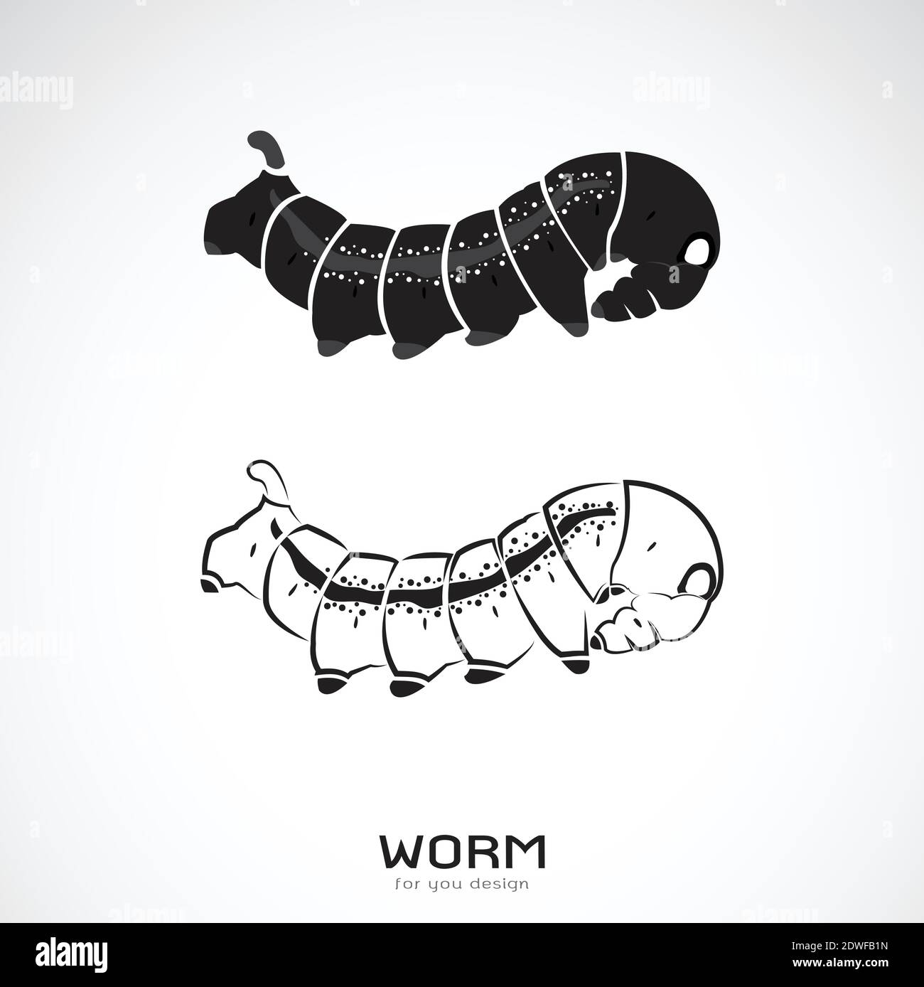 Vecteur de deux caterpillar sur fond blanc. Icône Worm. Insecte. Illustration vectorielle superposée facile à modifier. Illustration de Vecteur
