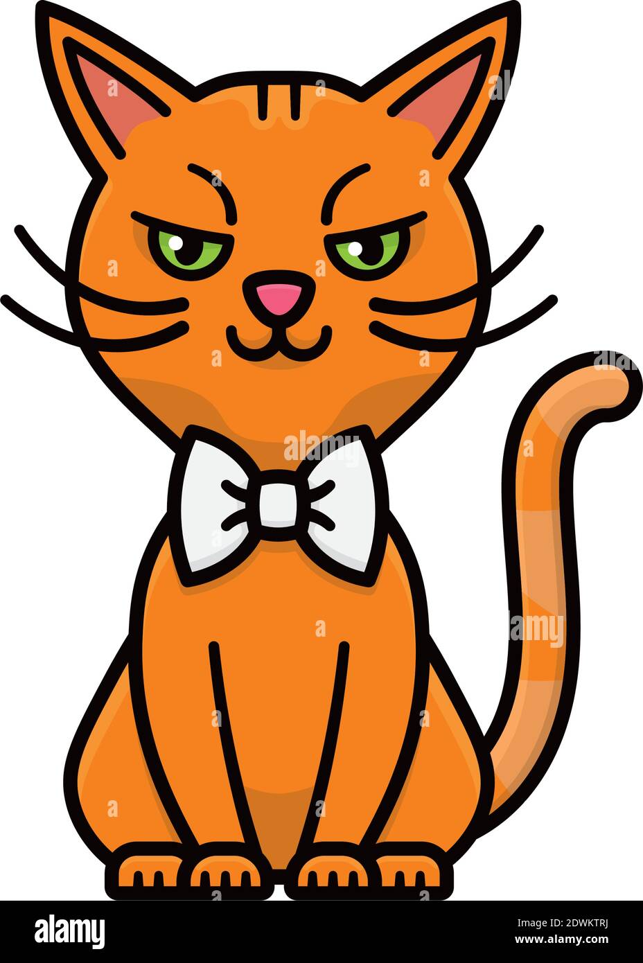 Personnage de chat de dessin animé rouge avec une illustration vectorielle  isolée noeud papillon pour le jour de Bowtie Image Vectorielle Stock - Alamy