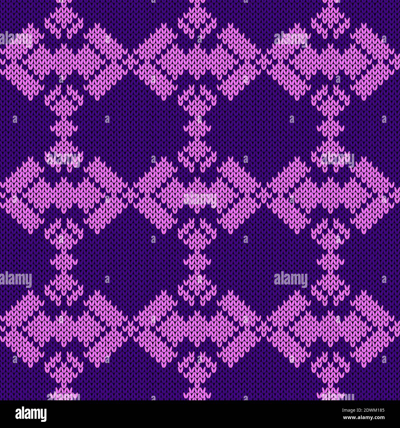 Tricot sans couture orné de teintes violettes, motif vectoriel comme texture de tissu Illustration de Vecteur