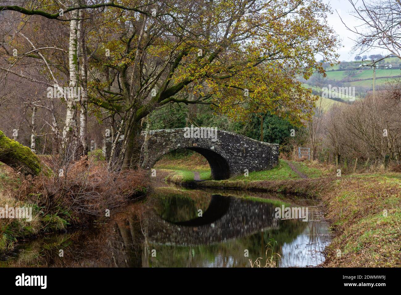 Pont 137 sur le canal Monbucshire et Brecon, près de Llangynidr, Powys Banque D'Images