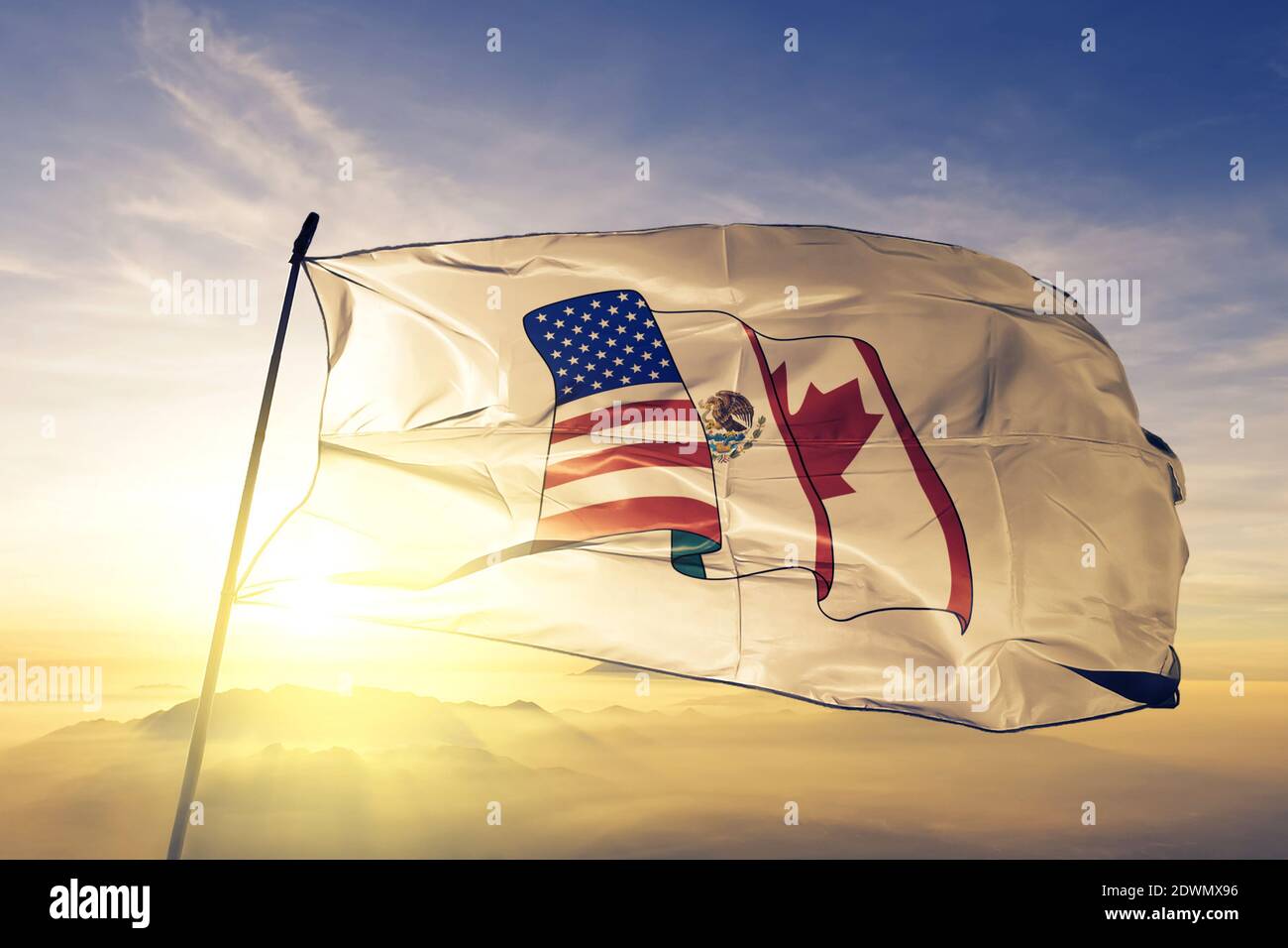 Accord de libre-échange nord-américain drapeau de l'ALENA sur le haut Banque D'Images