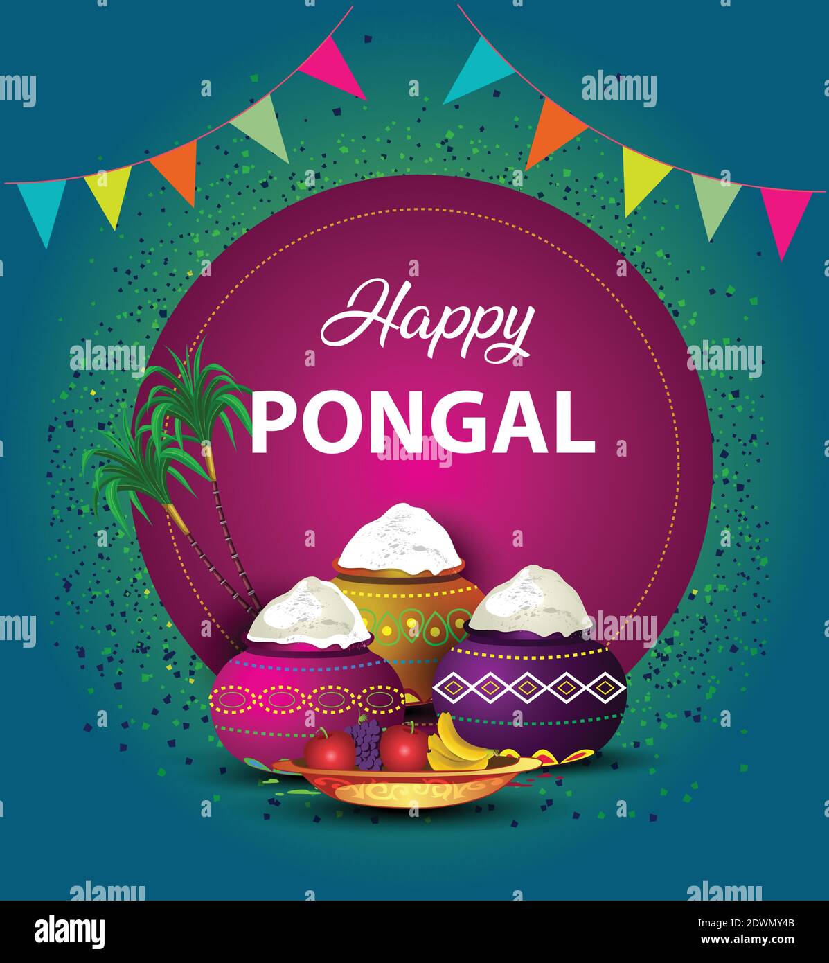 Illustration vectorielle du festival Tamil nadu de Happy Pongal Celebration. Affiche, bannière, modèle de fond Illustration de Vecteur