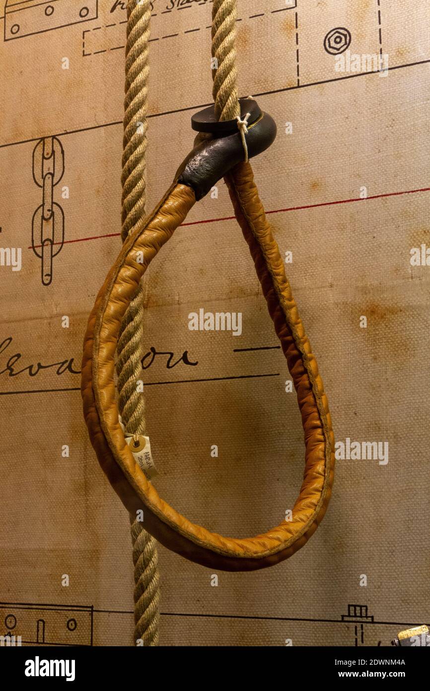 Un bourreau est exposé au National Justice Museum, Nottingham, Notts, Royaume-Uni. Banque D'Images