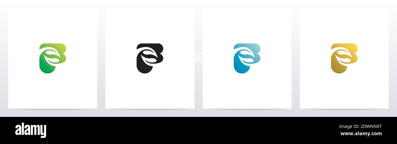 Feuilles en mouvement sur le logo lettre Design F Illustration de Vecteur