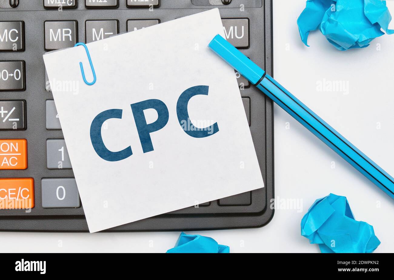 CPC coût par clic indicateurs populaires dans la publicité en ligne. Banque D'Images