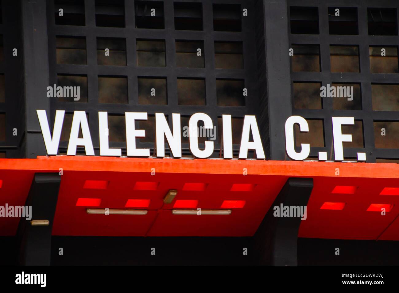 Europe, Espagne, Stade Mestalla, Stade Valencia CF. Bienvenue à Mestalla. Mestalla est un stade de football qui accueille les matchs de Valence CF. Il doit son Banque D'Images