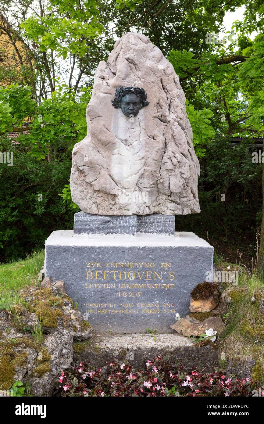 Ludwig van Beethoven Denkmal, Gneixendorf NÖ, Österreich Banque D'Images