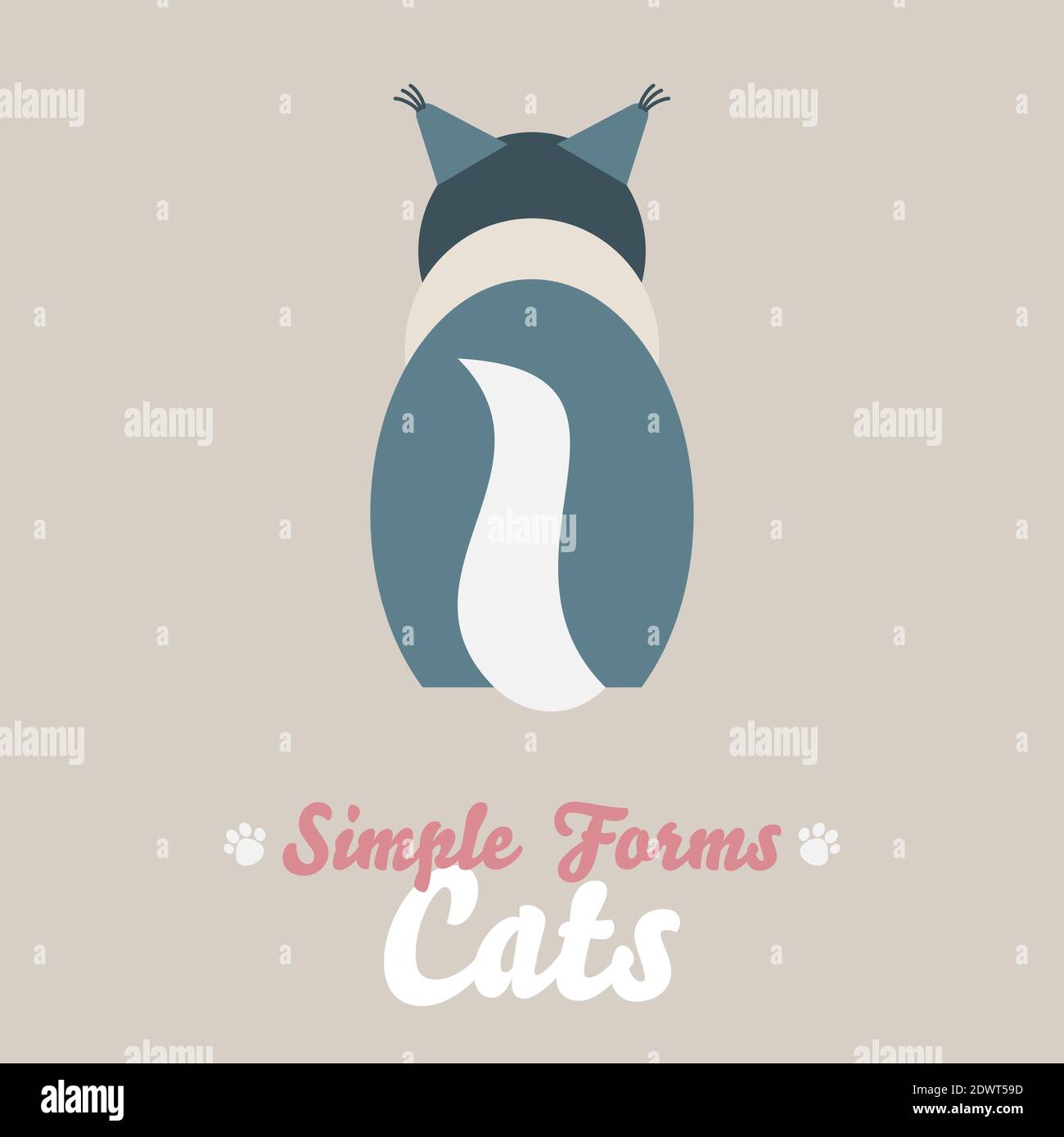 Plat Noir Blanc Chat Assis Vue Arriere Isoler Vecteur Illustration De Dessin Anime Logo De Chat Bleu Domestique Image Vectorielle Stock Alamy