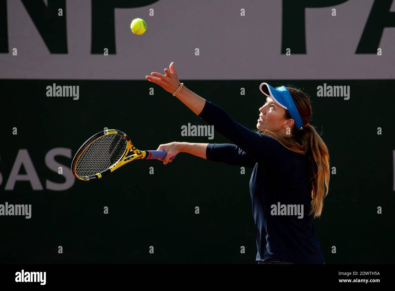 Danielle Collins, joueur de tennis américain, joue un rôle lors d'un match à l'Open de France 2020, Paris, France, Europe. Banque D'Images