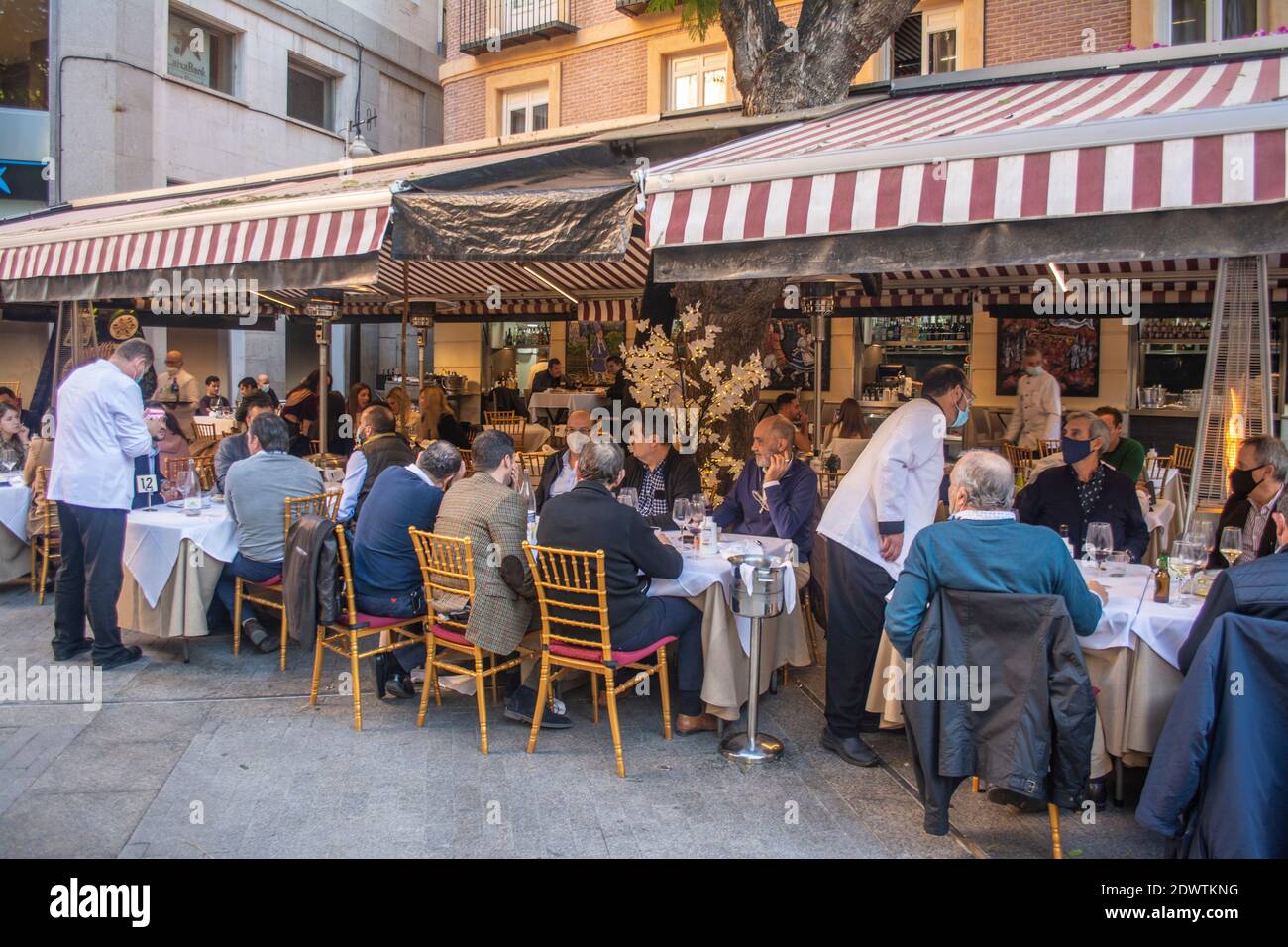 Vous pourrez dîner dans un café-restaurant de la Plaza de la flores en Murcie Espagne Banque D'Images