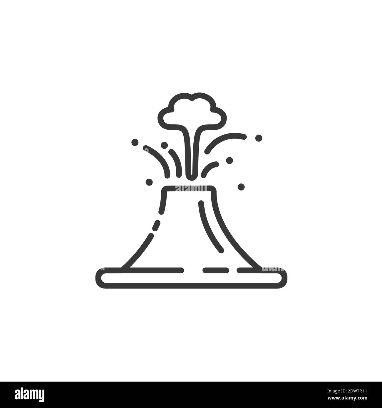 Icône Volcano en forme de ligne fine. Illustration du vecteur météorologique avec contour isolé Illustration de Vecteur