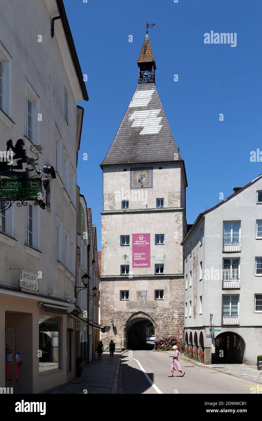 Stadttorturm, Braunau am Inn, OÖ, Österreich Banque D'Images