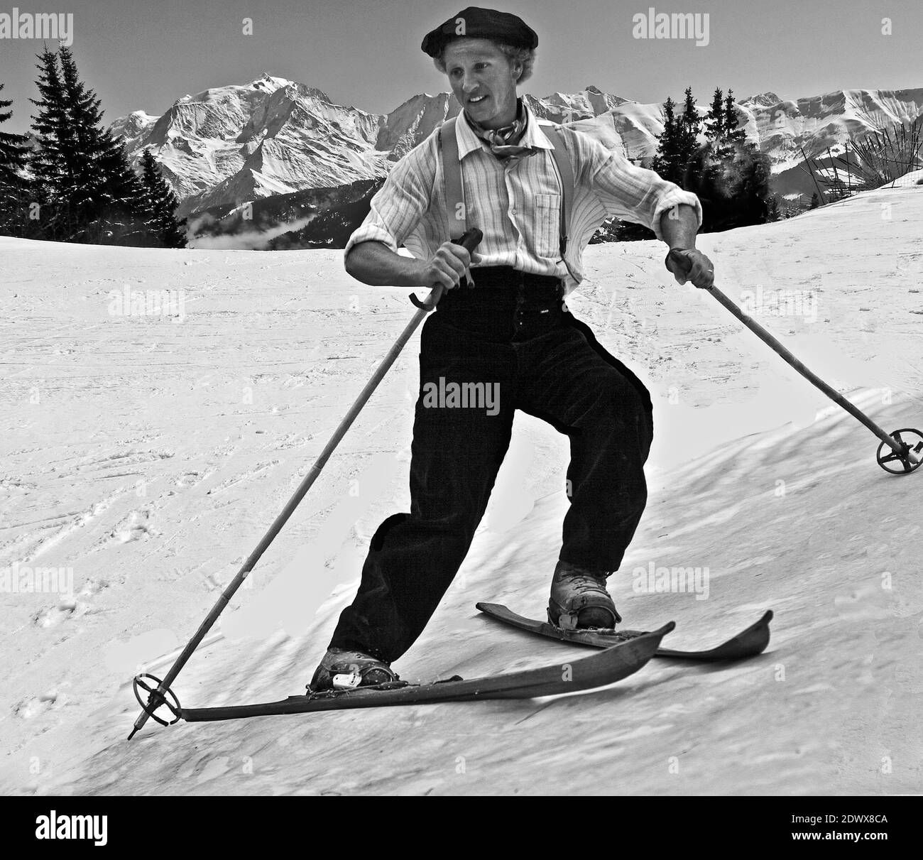 Ski de printemps dans les années 30 Banque D'Images