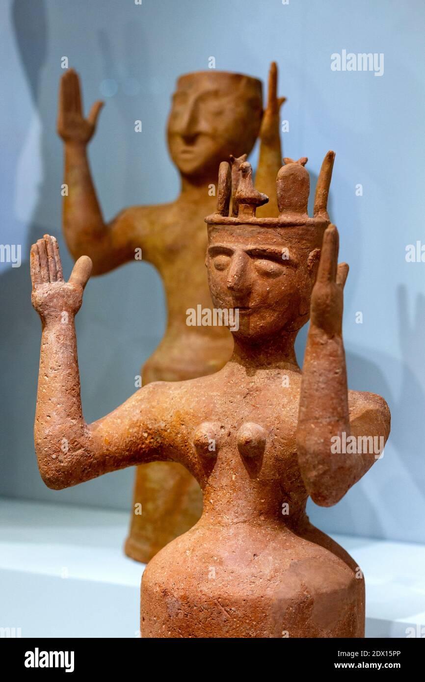 Héraklion, Crète, Grèce. Déesse du pavot du prince sur l'affichage dans le musée archéologique d'Héraklion. Banque D'Images