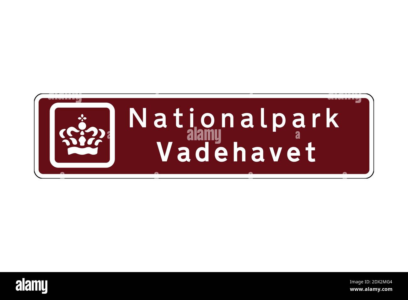 Le panneau du parc national de la mer des Wadden au Danemark s'appelle Vadehavet in langue danoise Banque D'Images